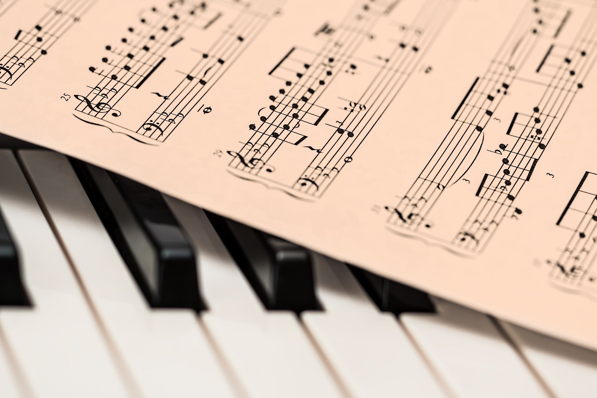 Partitura sobre teclado de piano